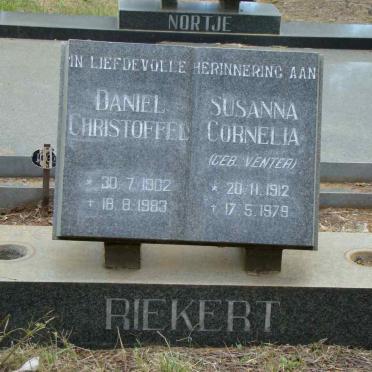 RIEKERT Daniel Christoffel 1902-1983 &amp; Susanna Cornelia VENTER 1912-1979