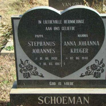 SCHOEMAN Stephanus Johannes 1938-1997 &amp; Anna Johanna KRUGER 1948-