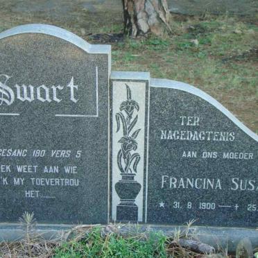 SWART Johan Christiaan 1893-1975 &amp; Francina Susanna 1900-1980 