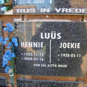 LUUS Hennie 1925-2008 &amp; Joekie 1928-