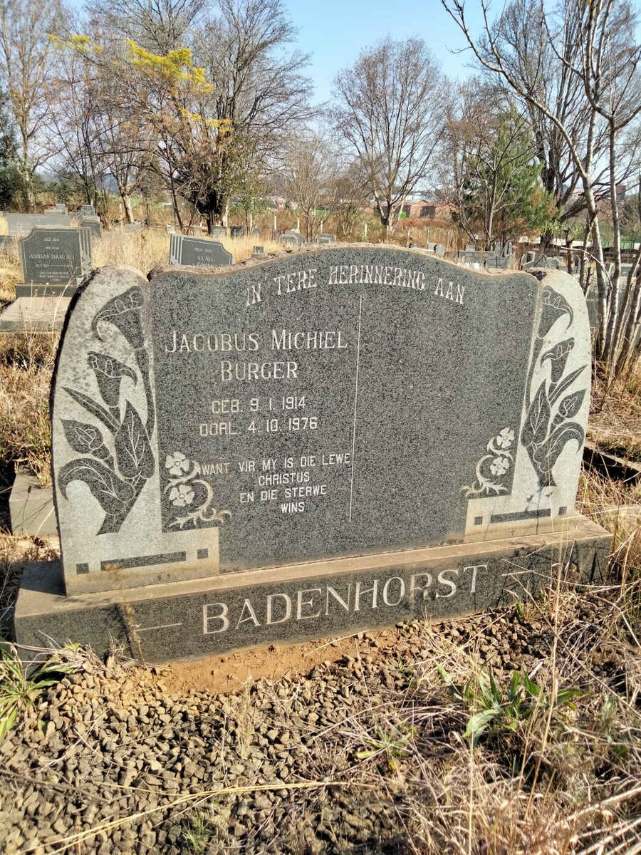 BADENHORST Jacobus Michiel Burger 1914-1976