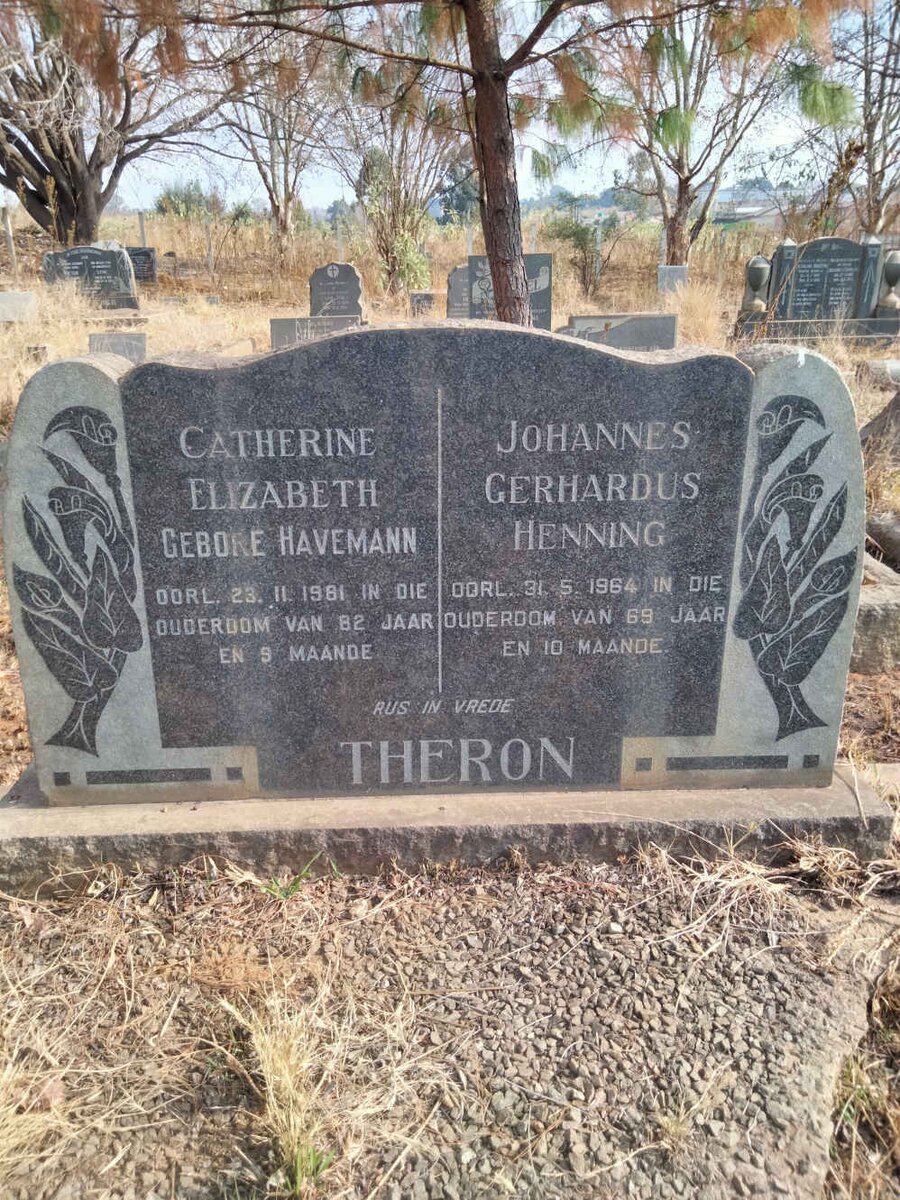 THERON Johannes Gerhardus Henning -1964 & Catherine Elizabeth HAVEMANN -1981