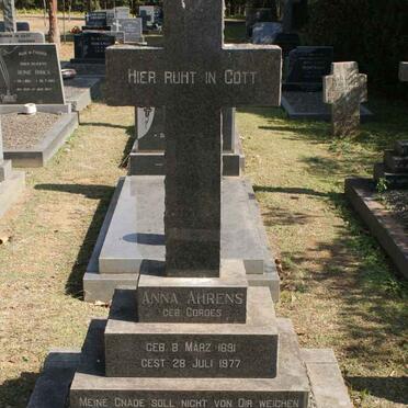 AHRENS Anna nee CORDES 1891-1977