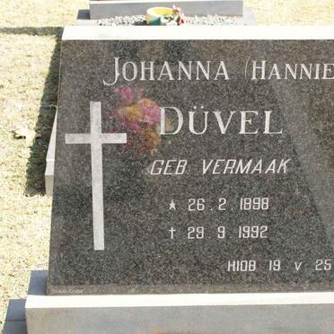 DUVEL Johanna nee VERMAAK 1898-1992