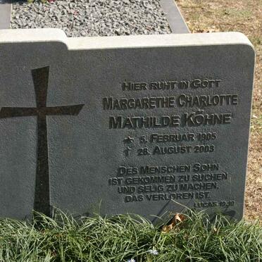 KOHNE Margarethe Charlotte Mathilde 1905-2003