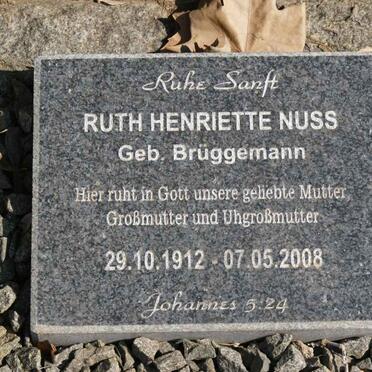 NUSS Ruth Henriette nee BRUGGEMANN 1912-2008
