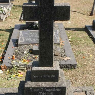 OHLHOFF Anna Magdalene nee CROTE 1872-1961