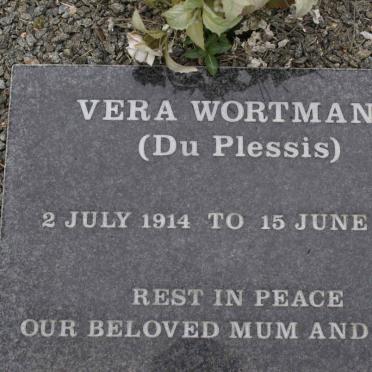 WORTMANN Vera nee du PLESSIS  1914-2005