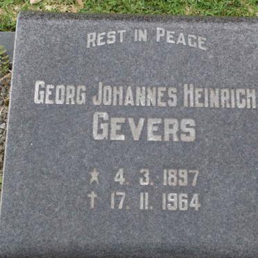 GEVERS Georg Johannes Heinrich 1897-1964