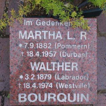 BOURQUIN Walter 1879-1974 &amp; Martha L.R. 1882-1957