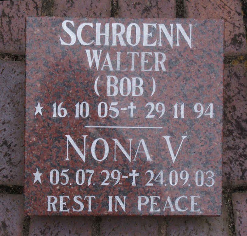 SCHROENN Walter 1905-1994 &amp; Nona V. 1929-2003