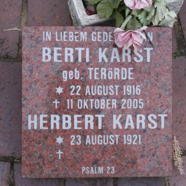 KARST Herbert 1921- &amp; Berti TERORDE 1916-2005