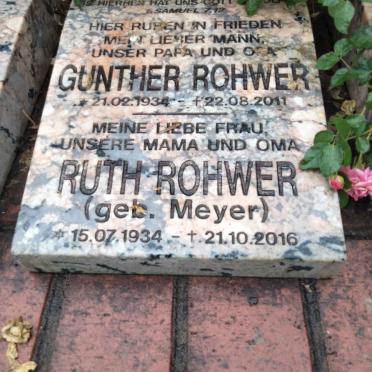 ROHWER Gunther 1934-2011 &amp; Ruth MEYER 1934-2016