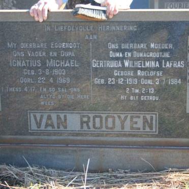 ROOYEN Ignatius Michael 1903-1969 &amp; Gertruida Wilhelmina Lafras ROELOFSE 1919-1984