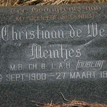 MEINTJES Christiaan de Wet 1900-1967
