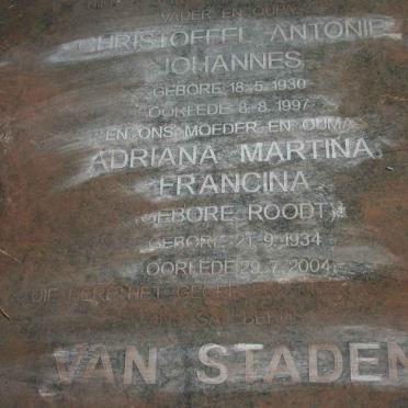 STADEN Christoffel Antonie Johannes, van 1930-1997 &amp; Adriana Martina Francina 1934-2004