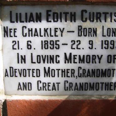 CURTIS Lilian Edith nee CHALKLEY 1895-1993