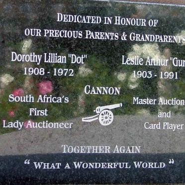 CANNON Leslie Arthur 1903-1991 &amp; Dorothy Lillian 1908-1972