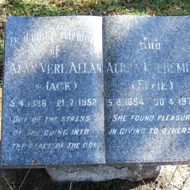 ALLAN Alan Vere 1896-1952 &amp; Alicia Euphemia 1894-1976