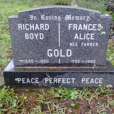 GOLD Richard Boyd 1885-1950 &amp; Frances Alice FARRER 1892-1985
