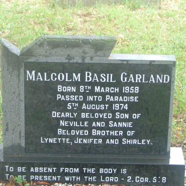GARLAND Malcolm Basil 1958-1974