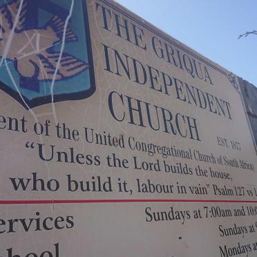 Kwazulu-Natal, KOKSTAD, Griqua National Independant Church, Memorials