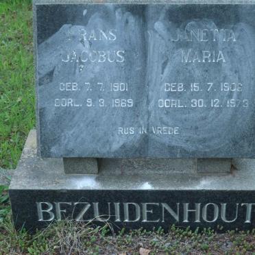 BEZUIDENHOUT Frans Jacobus 1901-1969 &amp; Janetta Maria 1906-1973
