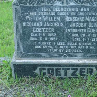 COETZER Pieter Willem Nicolaas Jacobus 1892-1951 &amp; Renschke Magdalena Jacoba OLIVIER voorheen COETZER 1898-1978