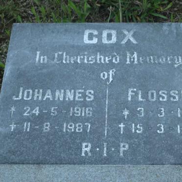 COX Johannes 1916-1987 &amp; Flossie 1918-1980