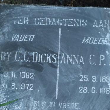 DICKS Henry C.C. 1882-1972 &amp; Anna C.P. 1888-1966