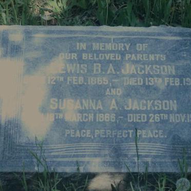 JACKSON Lewis B.A. 1865-194? &amp; Susanna A. 1866-1949