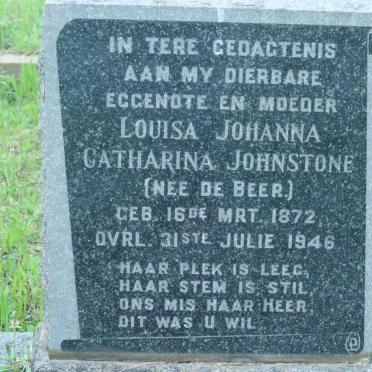 JOHNSTONE Louisa Johanna Catharina nee DE BEER 1872-1946