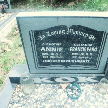 KOK Francis Faro 1930-2009 &amp; Annie 1938-2008