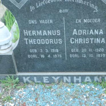 KLEYNHANS Hermanus Theodorus 1919-1976 &amp; Adriana Christina 1920-1979