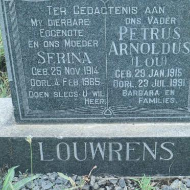 LOUWRENS Petrus Arnoldus 1915-1991 &amp; Serina 1914-1965