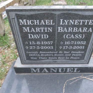 MANUEL Michael Martin David 1957-2003 &amp; Lynette Barbara 1952-2001