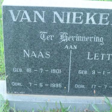 NIEKERK Naas, van 1901-1995 &amp; Lettie 1909-1994