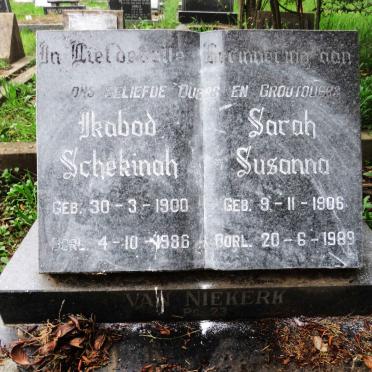 NIEKERK Ikabod Schekinah, van 1900-1986 &amp; Sarah Susanna 1906-1989