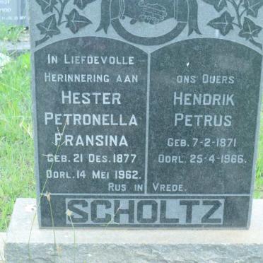 SCHOLTZ Hendrik Petrus 1871-1966 &amp; Hester Petronella Fransina 1877-1962