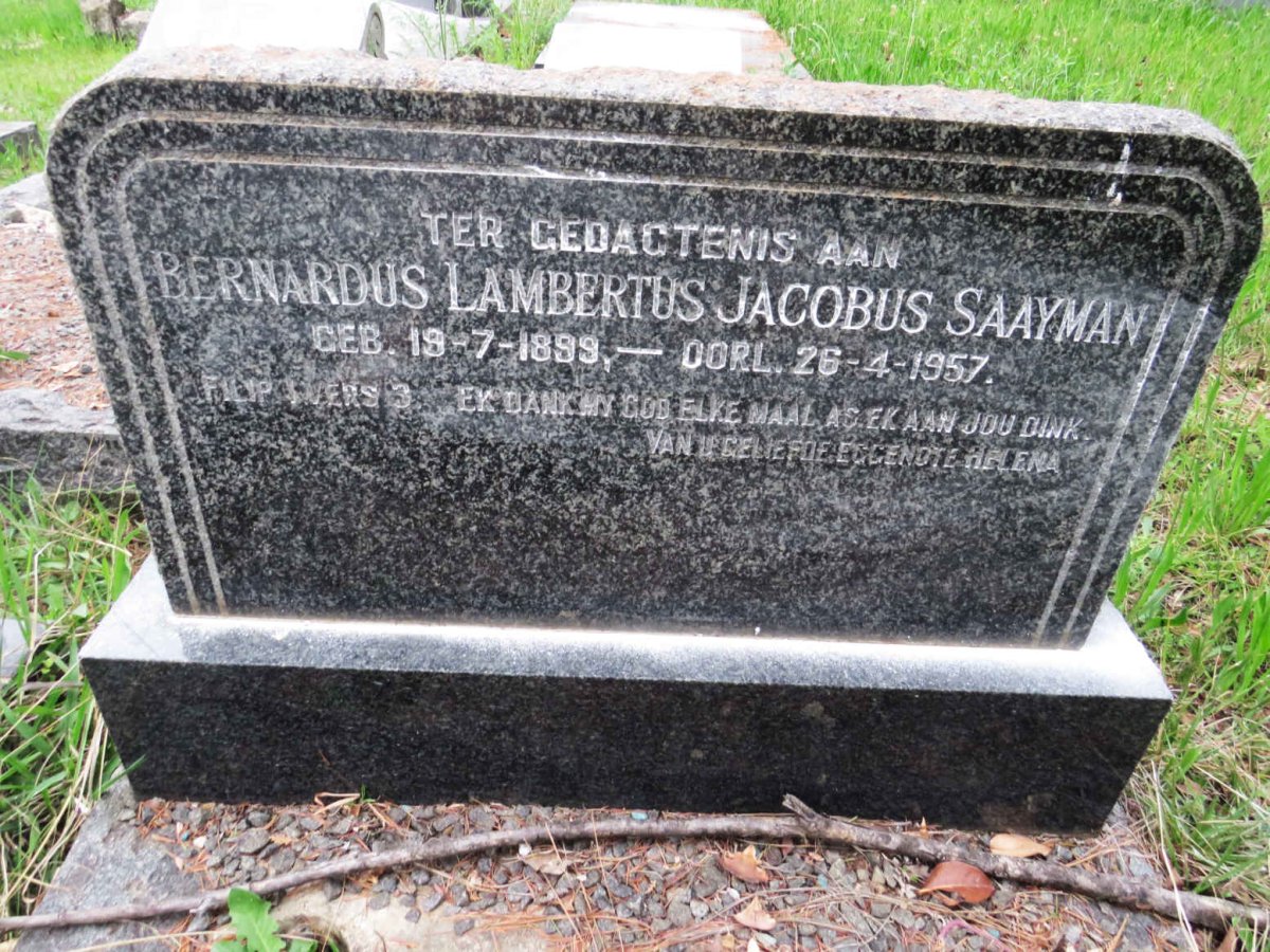 SAAYMAN Bernardus Lambertus Jacobus 1899-1957