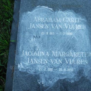 VUUREN Abraham Carel, Jansen van 1913-1990 &amp; Jacomina Margaretta 1918-1992