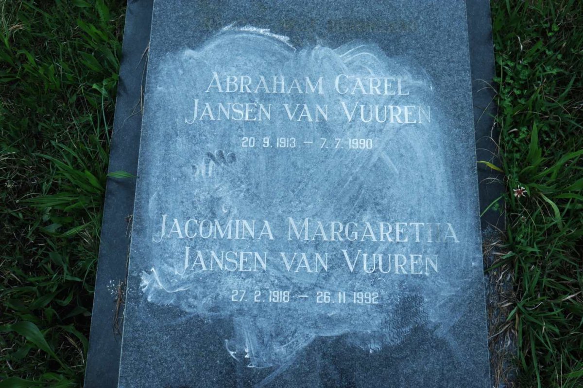 VUUREN Abraham Carel, Jansen van 1913-1990 &amp; Jacomina Margaretta 1918-1992