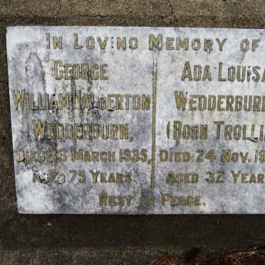 WEDDERBURN George William Halberton -1935 &amp; Ada Louisa TROLLIP -1913