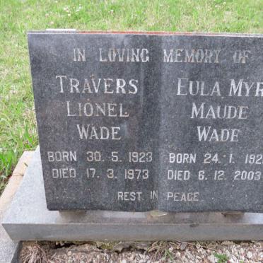 WADE Travers Lionel 1923-1973 &amp; Eula Myra Maude 1920-2003