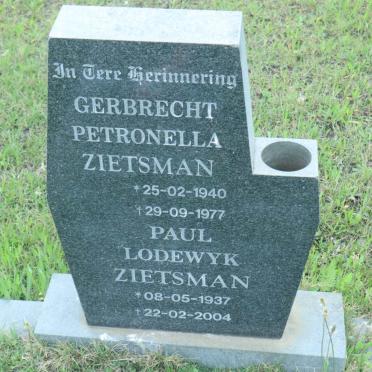 ZIETSMAN Paul Lodewyk 1937-2004 &amp; Gerbrecht Petronella 1940-1977