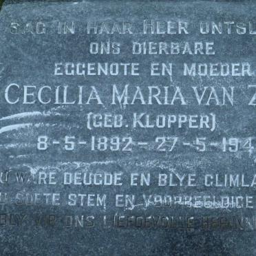 ZYL Cecilia Maria, van nee KLOPPER 1892-1949