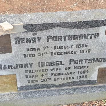 PORTSMOUTH Henry 1885-1970 &amp; Marjory Isobel 1894-1980