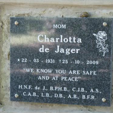 JAGER Charlotta, de  1931-2009
