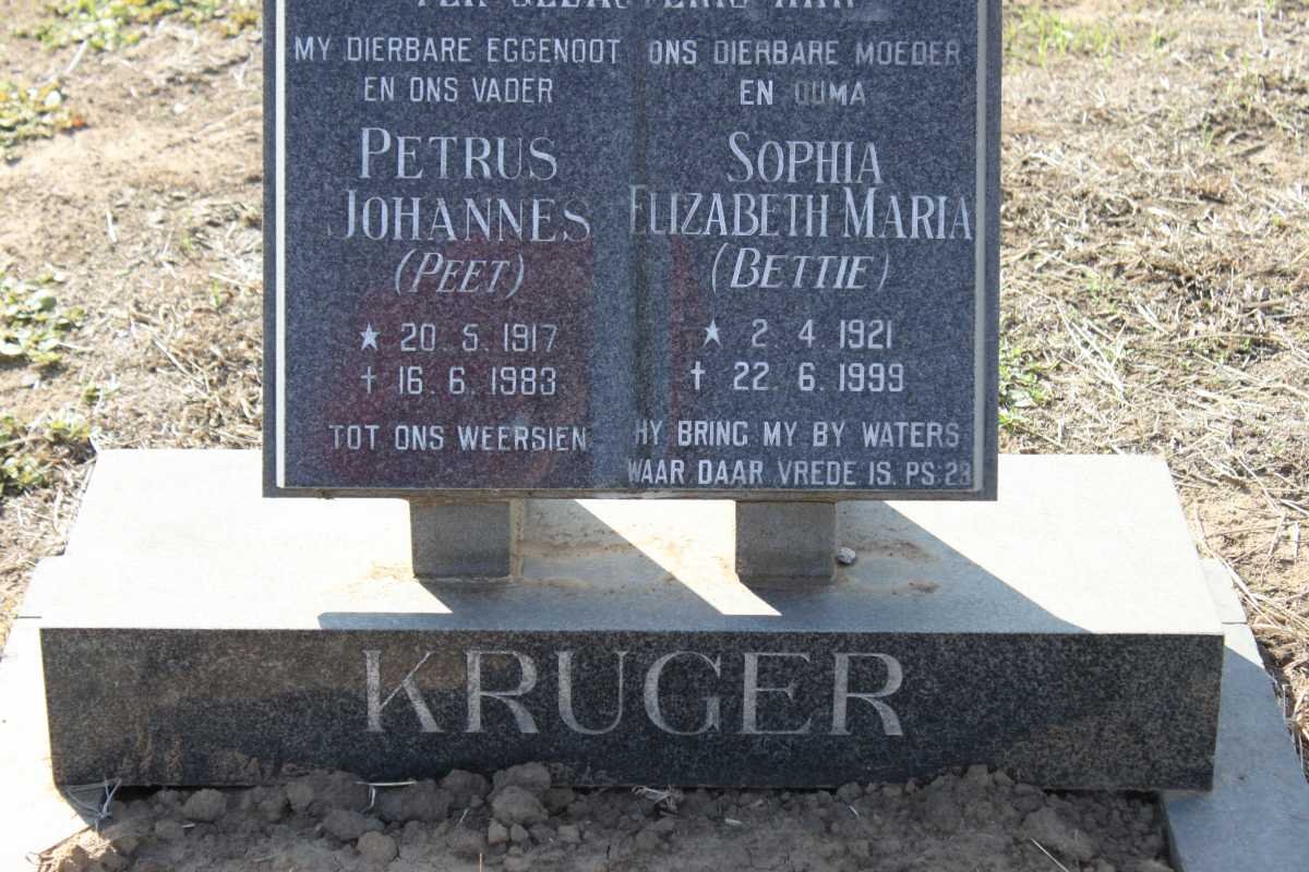 KRUGER Petrus Johannes 1917-1983 &amp; Sophia Elizabeth Maria 1921-1999