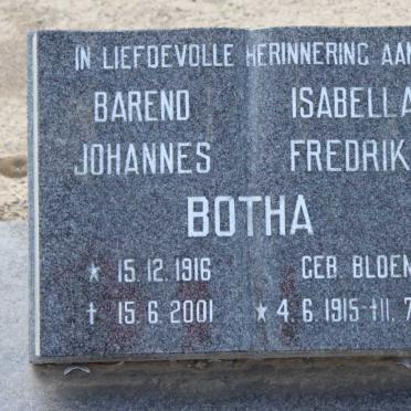 BOTHA Barend Johannes 1916-2001 &amp; Isabella Fredrika BLOEM 1915-2006